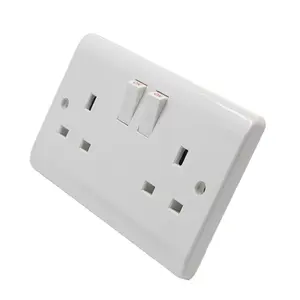 High quality UK standard double switched double socket outlet 250V 13A electric wall socket