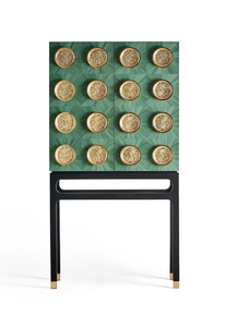 Meuble de rangement moderne, armoire décorative pour entrée, buffet en bois massif, meuble de présentation sculpté, credenza de luxe faite à la main en métal - Product Image 2