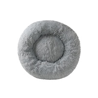 Coussin en peluche de luxe pour animaux de compagnie, lit rond et doux pour chat et chien avec motif d'impression unique, accessoire de meuble.