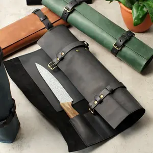 PU Leather Knife Roll Bag Case Personalized Knives Storage Pockets Roll Organizer Chef Bag for Knife Tools