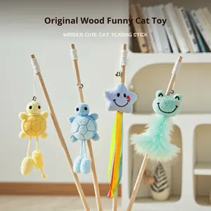 Klasik Hayvan Cenneti Serisi Peluş Ahşap Kedi Oyun Çubuğu Tüy Çanlı Kendi Kendine Eğlence Sağlayan Çevre Dostu Kedi Oyuncağı Sınır Ötesi - Product Image 2