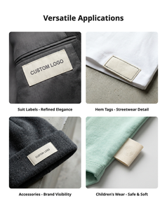 Étiquettes de vêtements tissées organiques de marque de luxe personnalisées, damassées, simples, pliées, texture satinée, étiquettes de couture pour le cou, étiquettes de décoration pour vêtements - Product Image 6