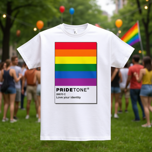 T-Shirt Pridetone Pride Bianca con Stampa Arcobaleno - Abbigliamento Promozionale 'Amo la Tua Identità' - Product Image 3