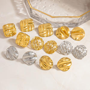 Geometric Stud <b>Earrings</b> Gold Silver Titanium Steel Ear <b>Posts</b> For Women Fashion Jewelry - Product Image 2