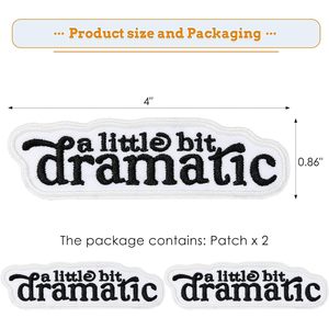 Parches un poco dramáticos, 2 piezas, apliques bordados termoadhesivos para sombreros, parche rectangular negro y blanco - Product Image 5