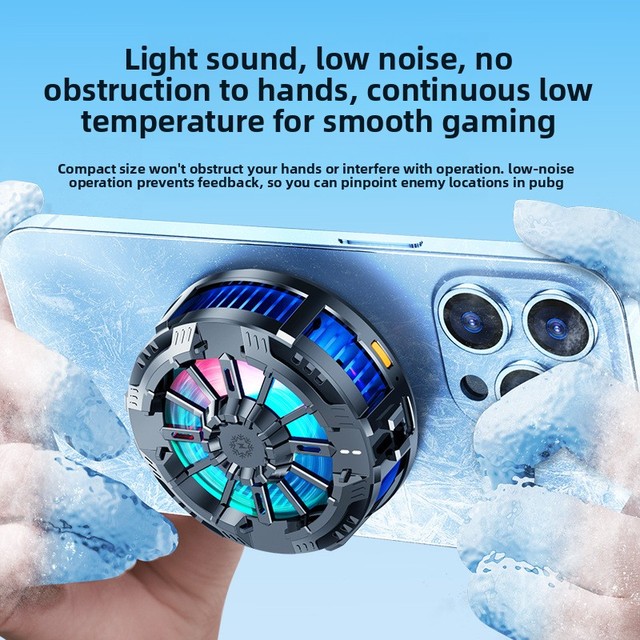 2026 Hot Selling Mobile Phone Wireless Charging Gaming Phone Cooler with Ring Light Magnetic Cooling Radiator Convenient Fan