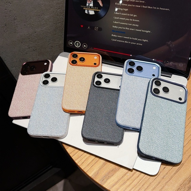 Luxury Woven Fabric Magnetic Case Compatible for iPhone 18 17 Pro Max Cloth Texture Metal Camera Frame Cover