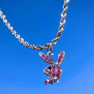 Nuevo Collar de Acero Inoxidable de Bad <span class=keywords><strong>Bunny</strong></span>. Collar con incrustaciones de diamantes estilo hip-hop y rock europeo y americano. - Product Image 2
