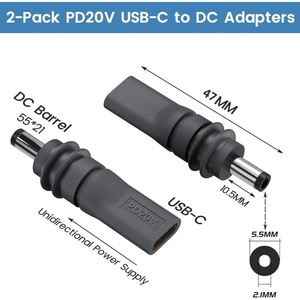 Adaptador de Corriente Mini Impermeable PD 100W con Chip E-MARK, 20V DC, Material PVC, Conector 5521 a Tipo-C - Product Image 2