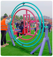 Gyroscope Humain Portable pour Enfants de 8 à 12 Ans Huajin HJJ106 – Équipement de Parc d'Attractions Intérieur/Extérieur, Anneau Spatial en Tube Carré Soudé