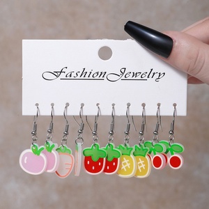 Pendientes de Gancho con Forma de <span class=keywords><strong>Estrella</strong></span>, Flor y Corazón de Resina Dulce para Mujer, Pendientes Colgantes con Frutas Coloridas, Cereza y Fresa, Regalos de Joyería - Product Image 3
