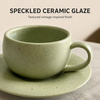 Ensemble tasse à café et soucoupe en céramique vintage de style japonais, écologique, 280 ml, pour latte, cappuccino, accessoires de cuisine à domicile