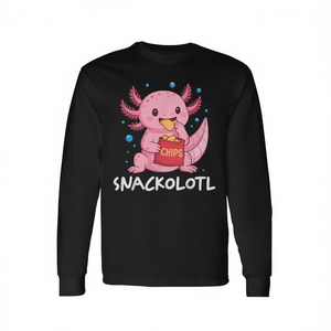 Maglietta a maniche lunghe Snackolotl Axolotl, girocollo unisex, stampa digitale, abbigliamento promozionale, taglia adulto - Product Image 3