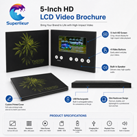 Brochure vidéo à induction magnétique Premium A5 avec écran LCD IPS HD de 5,0 pouces, résolution 800x480, impression CMYK, MP4/AVI