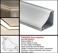 Profilé LED en aluminium double émission pour moulure de plafond, éclairage linéaire d'angle pour salon et hôtel