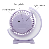 Ventilateur de table compact rechargeable en forme de lune, mini ventilateur portable, inclinaison réglable, silencieux, pour voiture, extérieur, en plastique