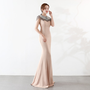 16038-1 #   Robe de mariée longue et élégante à queue de poisson pour fiançailles, soirée et cérémonie de mariage - Product Image 1
