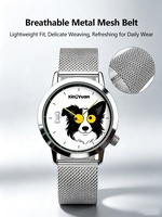 Montre Unisexe Weekender 40mm Motif Chien Chiot Dessin Animé pour Femme et Homme, Bracelet en Cuir, Mouvement à Quartz, Étanche et Design Élégant pour Enfants
