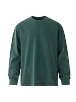 MYQ Pull-over Homme Style Coréen Rétro Décontracté 100% Coton Polaire Uni Anti-rétrécissement Col Rond Ample Lavé pour l'Automne
