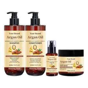 Custom Logo Marokkaanse Arganolie Shampoo & Conditioner & Etherische Olie & Haarmasker Set Voedende En Gladmakende Haar Anti-Roos - Product Image 1