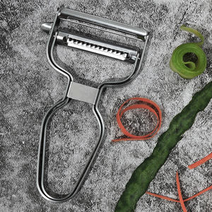 Pelapatate e Affettaverdure 2 in 1 in Acciaio Inox Impilabile, Utensile da Cucina per Frutta e Patate - Product Image 2