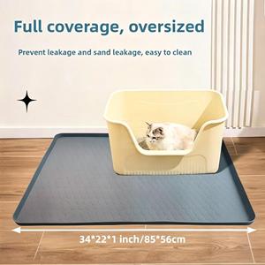 Cross-border New Oversized <b>cat</b> <b>Litter</b> Mat Silicone Non-slip Foldable Breathable Pet Pad Wave Pattern Prevents <b>Litter</b> Tracking - Product Image 2