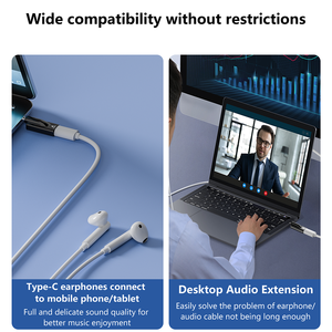 Adattatore Audio da 3,5mm Maschio <span class=keywords><strong>a</strong></span> Type-C Femmina con Uscita AC/DC, <span class=keywords><strong>Convertitore</strong></span> in Lega di Alluminio per Laptop, Telefoni Cellulari, Lettori <span class=keywords><strong>MP3</strong></span> e Tablet - Product Image 3