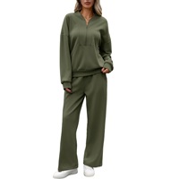 Ensemble de survêtement pour femme automne 2026 : Sweat-shirt à quart de zip et pantalon large – Vente en gros