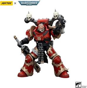 JOYTOY <span class=keywords><strong>Warhammer</strong></span> <span class=keywords><strong>40K</strong></span> World Eaters Khorne Berzerker avec Eviscerator Chainsword, figurine de collection à l'échelle 1/18, 4,96 pouces - Product Image 4