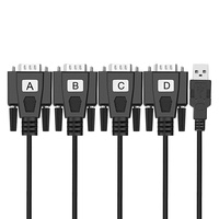 Cable Serial USB 2.0 RS232 a 4 Puertos Seriales DB9 con Núcleo de Cobre Universal de Una a Cuatro Salidas COM con Chip FTDI
