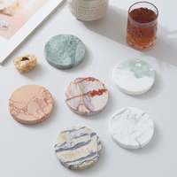 Ensemble de sous-verres en marbre naturel de style nordique, rond/carré/hexagonal, sous-verres en pierre faits à la main, résistants à la chaleur, antidérapants, épaisseur 10 mm