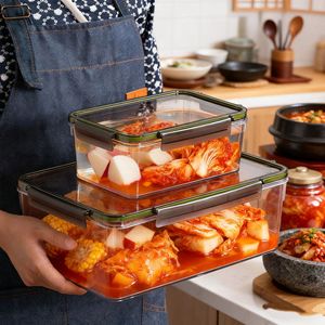 Pickling Jar Rectangle Food Grade Airtight Clip On Lid For Fermented Vegetables And Meats Storage Container - Product Image 1