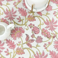 Nappe ronde en coton 100% à imprimé floral rose, couverture décorative pour table de salle à manger, jardin, patio et décoration de table à domicile