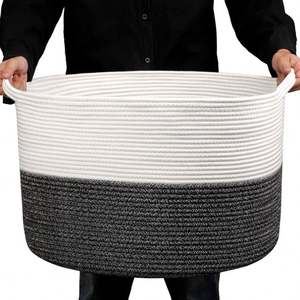 Ensemble de 2 paniers à linge lavables en machine, tissés à la main, avec couvercle, en plastique, style boîte à pain mignonne, avec poignée - Product Image 5