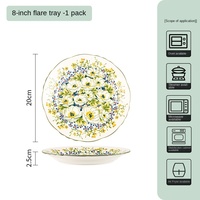 Nouvelles assiettes de luxe jetables en céramique style bohème à motif végétal, compatibles micro-ondes : bol à riz, plat à sauce, assiette à poisson