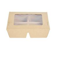 Boîte bento jetable en papier avec compartiments et fenêtre pour plats à emporter
