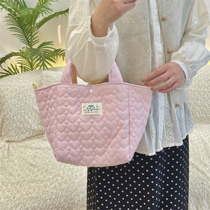 กระเป๋าโท้ทผู้หญิงแฟชั่นน่ารัก ขายส่ง สีฟ้าชมพู ผ้าแคนวาสลายควิลท์ สำหรับใช้ในชีวิตประจำวัน/ทำงาน/เดินทาง - Product Image 5