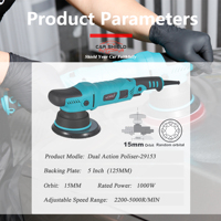 Bouclier de voiture 5 pouces 15MM 1000W Electric Gear Action Flex Double Action Orbital Car Polisher DA Buffer Polishing Machine