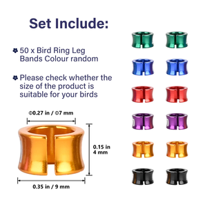 Bagues de pied pour oiseaux, anneaux d'identification multicolores en aluminium à bouche fermée pour Xuan Feng, Small Sun (6,0 mm, 50 pièces) - Product Image 2