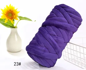 Wholesale Machine washable Arm Knitting Crochet Chunky Velvet Polyester Tube Yarn