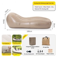 Chaise longue pliante portable en PVC pour le camping, la maison et l'extérieur, canapé gonflable automatique pour une personne