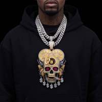 Nuevo Colgante Hip Hop Personalizado de Moissanita, Plata de Ley 925, Joyería de Calavera Iced Out para Hombre, No se Desvanece