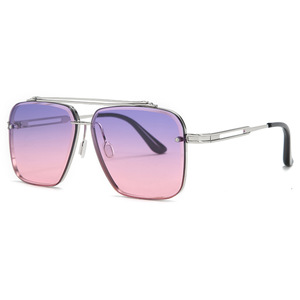 17302 Lunettes de soleil carrées à double pont en métal à bords coupés, style européen et américain, protection UV400, monture complète, pour hommes, nouveau modèle <span class=keywords><strong>2020</strong></span>, tendance urbaine - Product Image 6