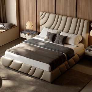 Prix d'usine <span class=keywords><strong>Literie</strong></span> en cuir Lit Queen Tête de lit Cadre souple Lit moderne de luxe King Size Mobilier pour chambre double - Product Image 1