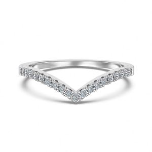 Dylam Charm <b>Dainty</b> Design Top Jewelry V Shape Eternity Band 0.19ct D VVS1 Moissanite Stones Engagement Bridal <b>Rings</b> for Women - Product Image 1