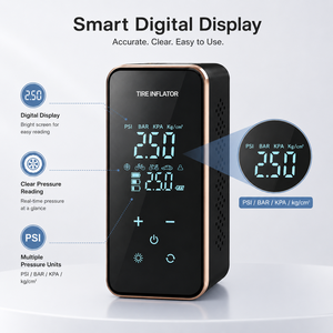 OEM ODM Portable Wireless Tire Inflator Multifunctional Car Air <b>Pump</b> With Tire Pressure Detect, Power Bank, LED Lighting & SOS - Product Image 2