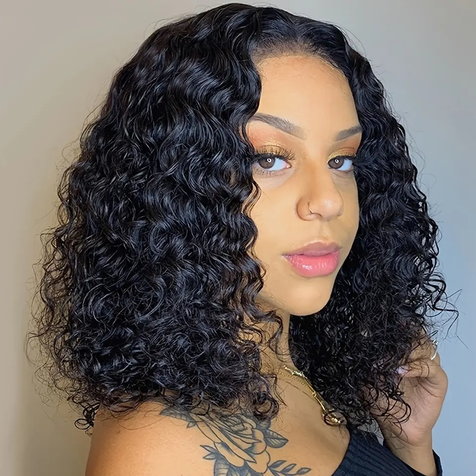 Hot Sale Curly Short Bob Wigs 10-16 Inch 4*4 Lace Front Wigs Brazilian Human Hair Pre Plucked Closure Wigs For Women