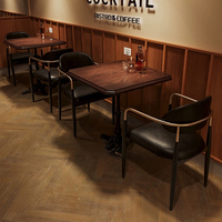 Table de café rétro moderne chaises Table basse en bois et fer pour dîner Dessert boulangerie affichage meubles de restaurant pour cafés
