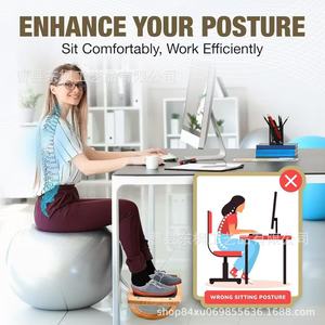 Wooden Balance Footrest Under <b>Desk</b> Ergonomic <b>Solid</b> <b>Wood</b> Trapezoid Shape Office Home Yoga Use - Product Image 2