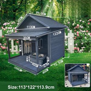 กรงสุนัขไม้กลางแจ้งบ้านสุนัขพันธุ์เล็กกันฝนได้ทุกฤดูอบอุ่นกันแสงแดดรูปทรงสี่เหลี่ยมขนาดเล็กสุนัขสไตล์คลาสสิก - Product Image 4